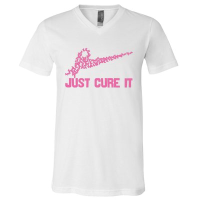 Just Cure It Breast Cancer V-Neck T-Shirt