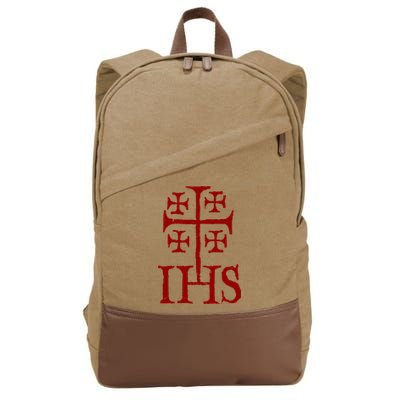 Jerusalem Cross Ihs Knights Templar Cotton Canvas Backpack