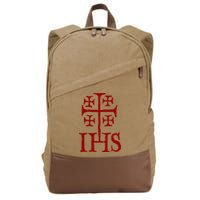 Jerusalem Cross Ihs Knights Templar Cotton Canvas Backpack