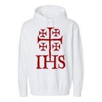 Jerusalem Cross Ihs Knights Templar Garment-Dyed Fleece Hoodie