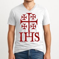Jerusalem Cross Ihs Knights Templar V-Neck T-Shirt