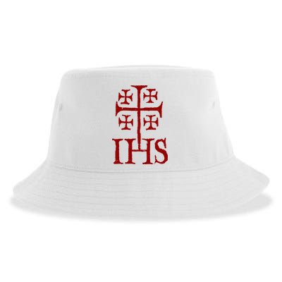 Jerusalem Cross Ihs Knights Templar Sustainable Bucket Hat