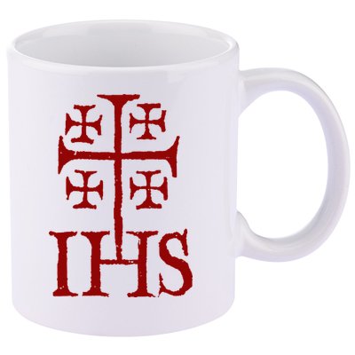 Jerusalem Cross Ihs Knights Templar 11oz C Handle Ceramic Mug