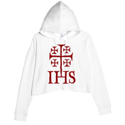 Jerusalem Cross Ihs Knights Templar Crop Fleece Hoodie