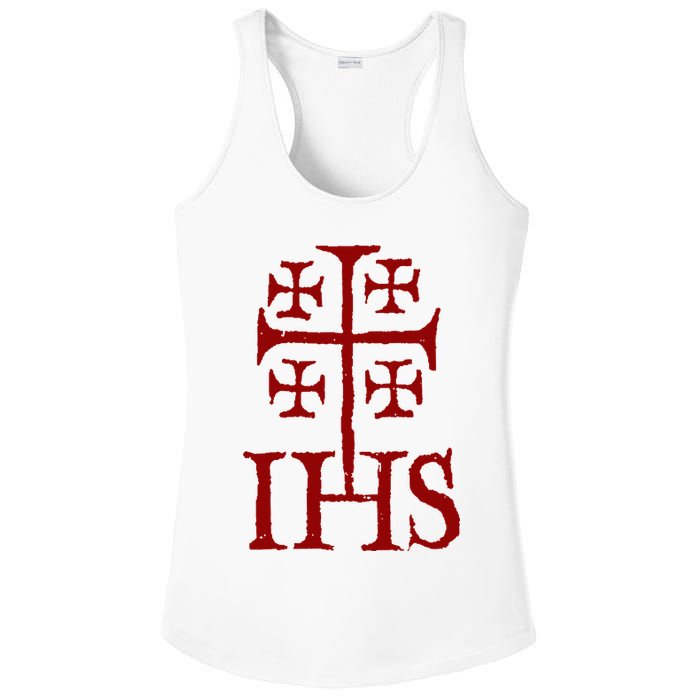 Jerusalem Cross Ihs Knights Templar Ladies PosiCharge Competitor Racerback Tank