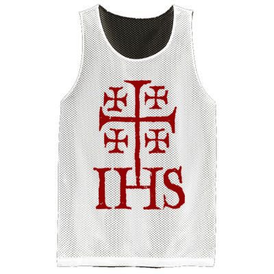 Jerusalem Cross Ihs Knights Templar Mesh Reversible Basketball Jersey Tank