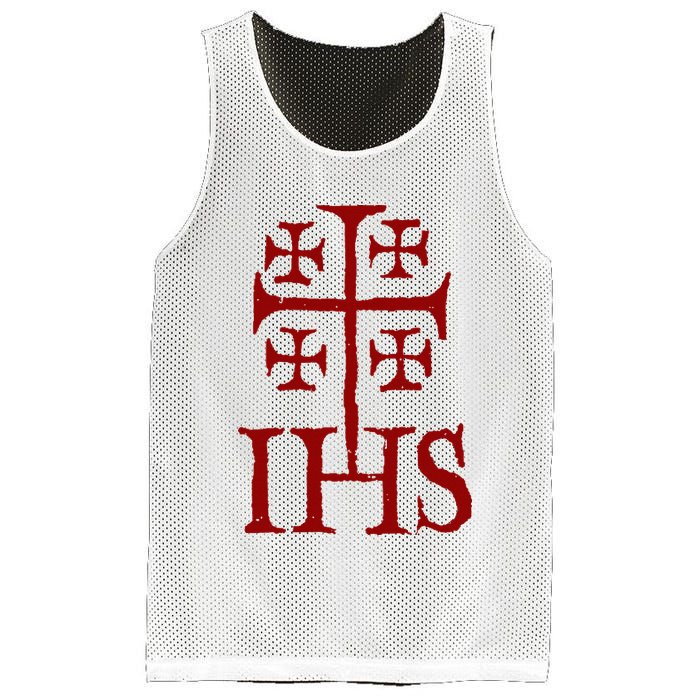 Jerusalem Cross Ihs Knights Templar Mesh Reversible Basketball Jersey Tank
