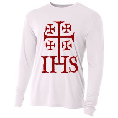 Jerusalem Cross Ihs Knights Templar Cooling Performance Long Sleeve Crew