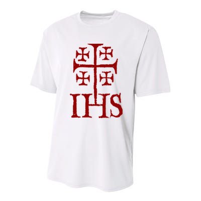 Jerusalem Cross Ihs Knights Templar Youth Performance Sprint T-Shirt