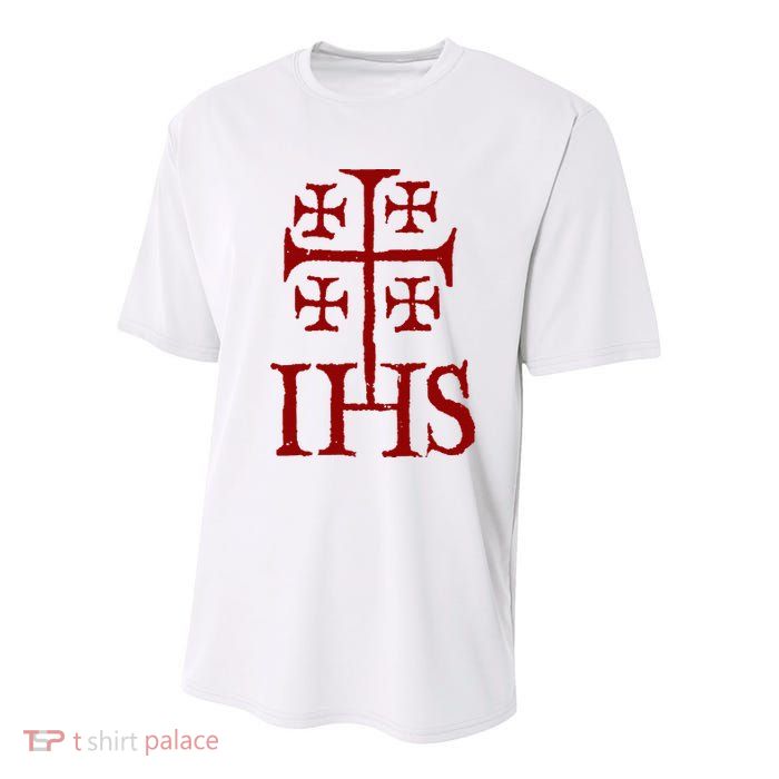 Jerusalem Cross Ihs Knights Templar Youth Performance Sprint T-Shirt