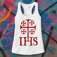 Jerusalem Cross Ihs Knights Templar Womens Tank Top