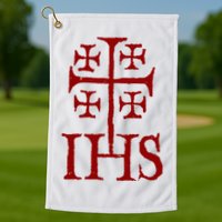 Jerusalem Cross Ihs Knights Templar Golf Towel