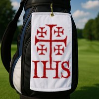 Jerusalem Cross Ihs Knights Templar Golf Towel