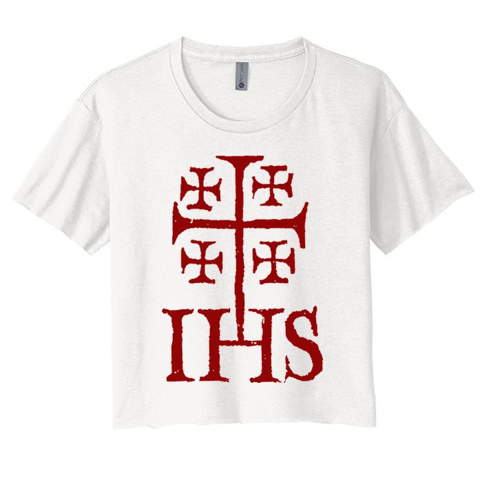Jerusalem Cross Ihs Knights Templar Crop Top
