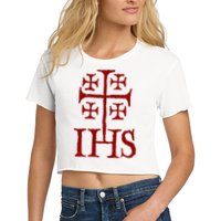 Jerusalem Cross Ihs Knights Templar Crop Top