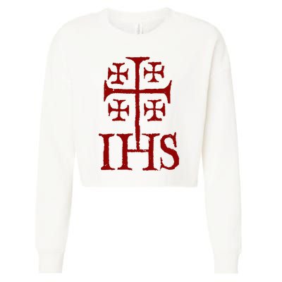 Jerusalem Cross Ihs Knights Templar Cropped Pullover Crew