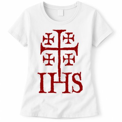 Jerusalem Cross Ihs Knights Templar Womens T-Shirt