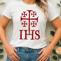 Jerusalem Cross Ihs Knights Templar Womens T-Shirt