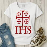 Jerusalem Cross Ihs Knights Templar Womens T-Shirt