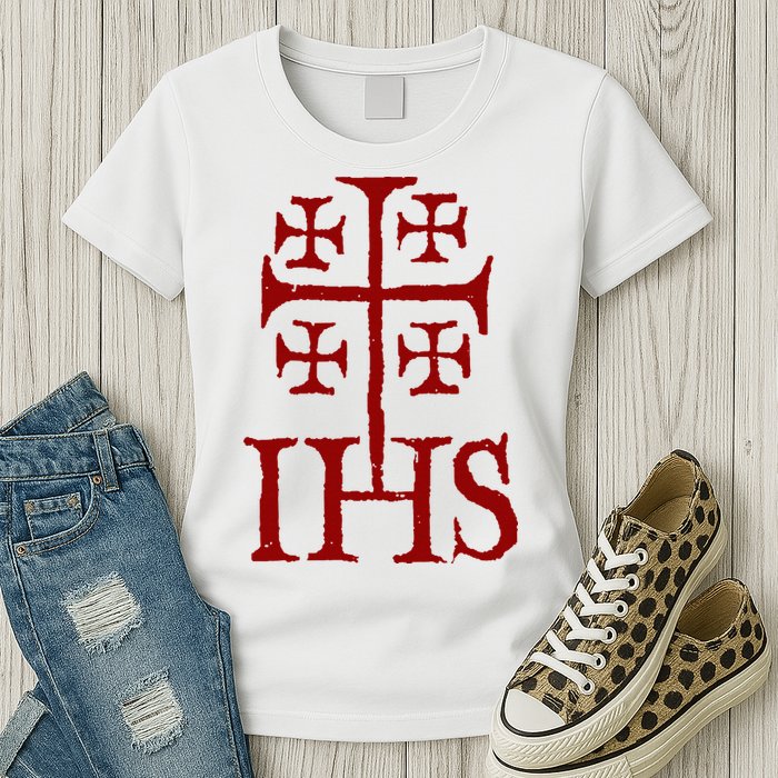 Jerusalem Cross Ihs Knights Templar Womens T-Shirt