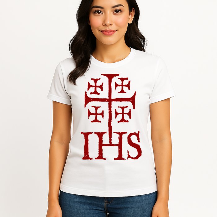 Jerusalem Cross Ihs Knights Templar Womens T-Shirt