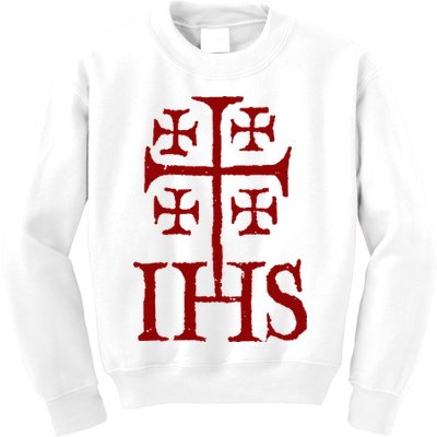 Jerusalem Cross Ihs Knights Templar Kids Sweatshirt