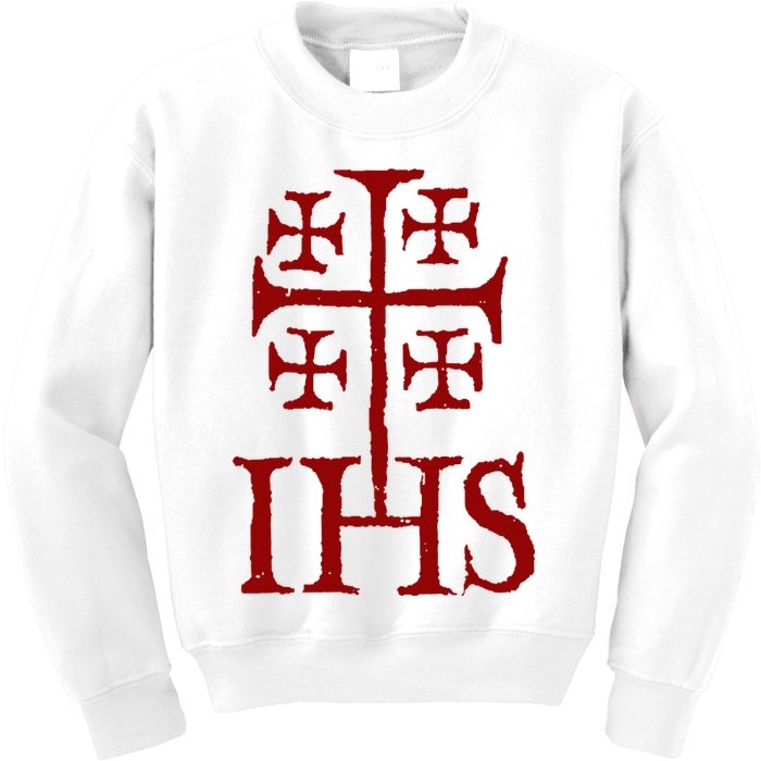 Jerusalem Cross Ihs Knights Templar Kids Sweatshirt