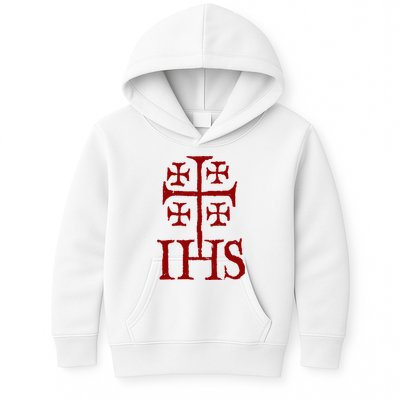 Jerusalem Cross Ihs Knights Templar Kids Hoodie