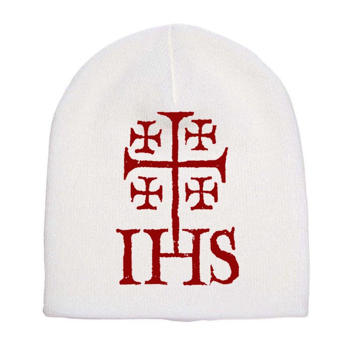 Jerusalem Cross Ihs Knights Templar Short Acrylic Beanie