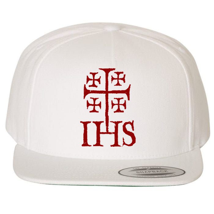 Jerusalem Cross Ihs Knights Templar Wool Snapback Cap