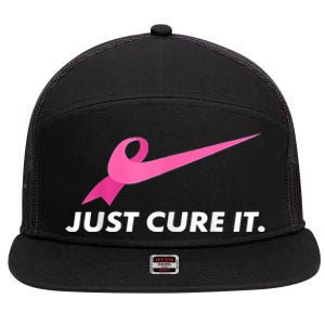 Just Cure It Breast Cancer Awareness 7 Panel Mesh Trucker Snapback Hat