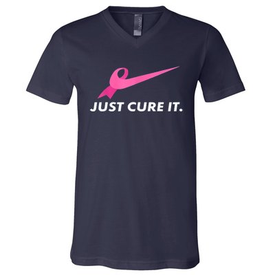 Just Cure It Breast Cancer Awareness V-Neck T-Shirt