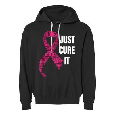 Just Cure It Breast Cancer Awareness Garment-Dyed Fleece Hoodie