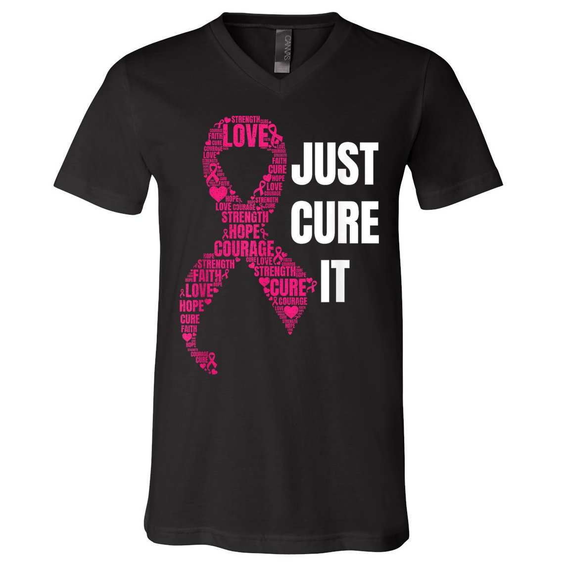 Just Cure It Breast Cancer Awareness V-Neck T-Shirt