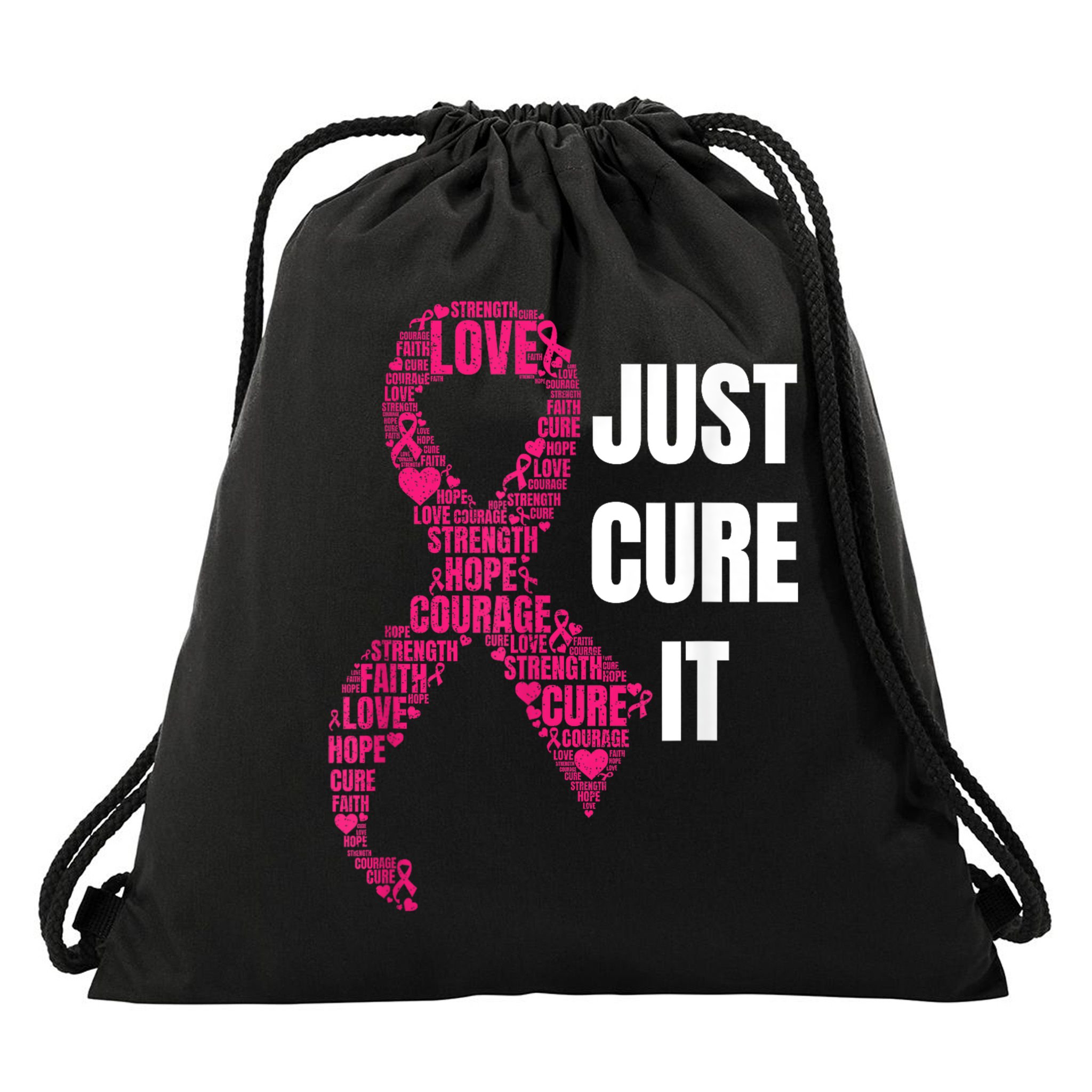 Just Cure It Breast Cancer Awareness Drawstring Bag
