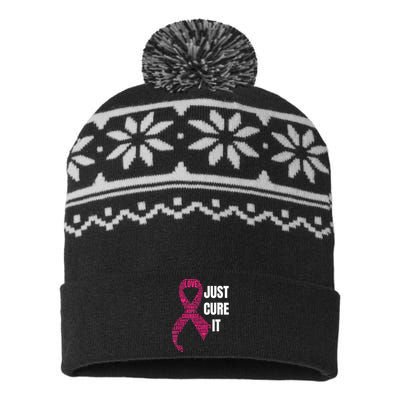 Just Cure It Breast Cancer Awareness USA-Made Snowflake Beanie