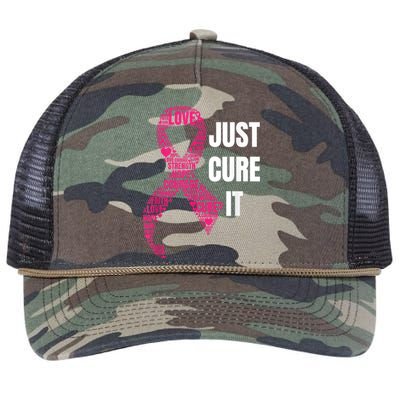 Just Cure It Breast Cancer Awareness Retro Rope Trucker Hat Cap