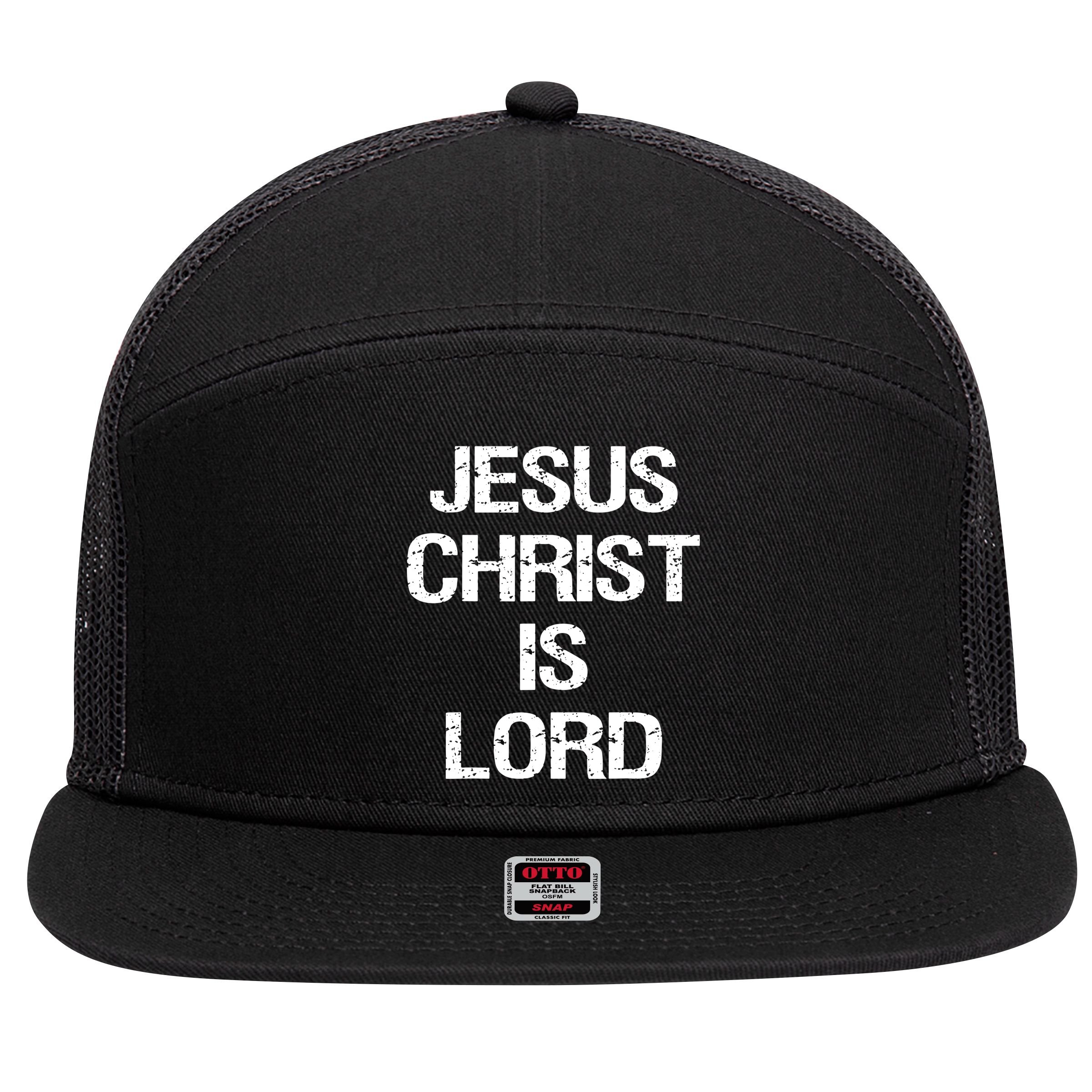 Jesus Christ Is Lord Vintage Christian Faith 7 Panel Mesh Trucker Snapback Hat