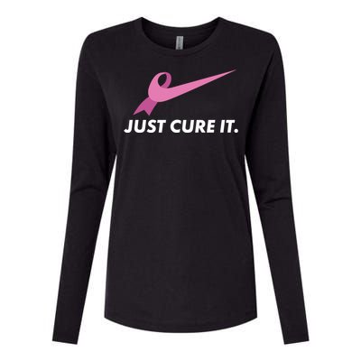 Just Cure It Breast Cancer Awareness Womens Cotton Relaxed Long Sleeve T-Shirt