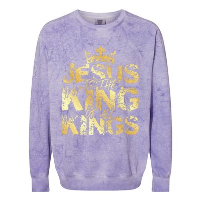 Jesus Christ Is King Faith Gold Bible Quote Gift Colorblast Crewneck Sweatshirt