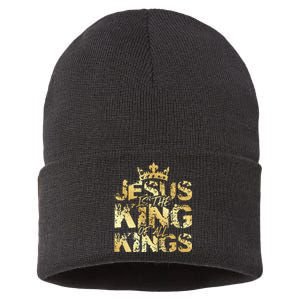 Jesus Christ Is King Faith Gold Bible Quote Gift Sustainable Knit Beanie