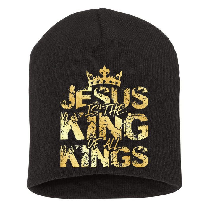 Jesus Christ Is King Faith Gold Bible Quote Gift Short Acrylic Beanie