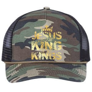 Jesus Christ Is King Faith Gold Bible Quote Gift Retro Rope Trucker Hat Cap