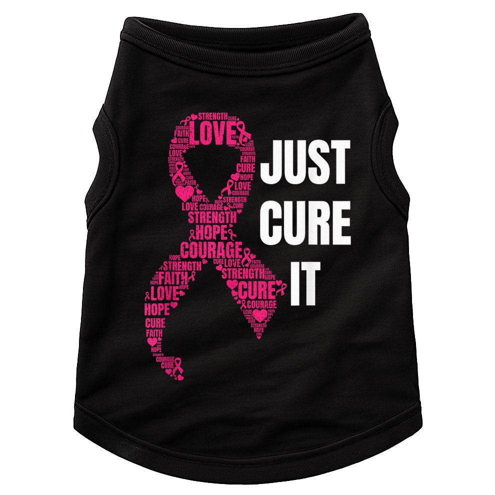 Just Cure It Pink Ribbon Breast Cancer Awareness Shirt Doggie Tank
