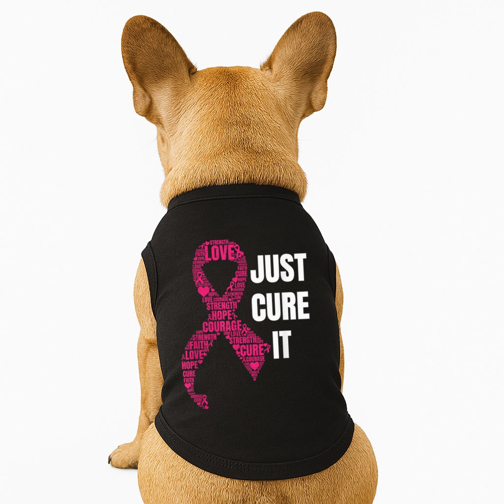 Just Cure It Pink Ribbon Breast Cancer Awareness Shirt Doggie Tank