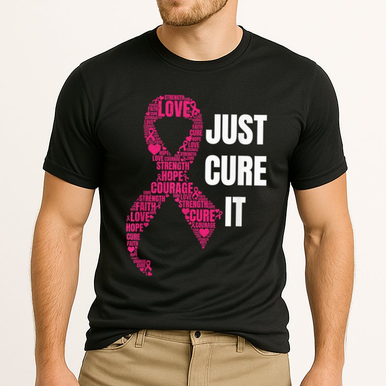 Just Cure It Pink Ribbon Breast Cancer Awareness Shirt Cooling Performance Crew T-Shirt