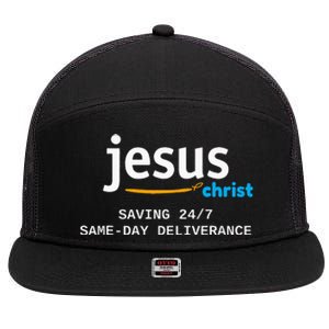 Jesus Christ Is Saving 247 Deliverance The Same Day 7 Panel Mesh Trucker Snapback Hat