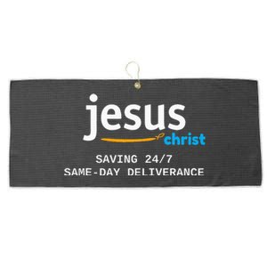 Jesus Christ Is Saving 247 Deliverance The Same Day Large Microfiber Waffle Golf Towel