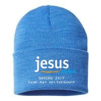 Jesus Christ Is Saving 247 Deliverance The Same Day Sustainable Knit Beanie