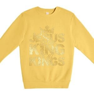 Jesus Christ Is King Faith Gold Bible Quote Gift Premium Crewneck Sweatshirt